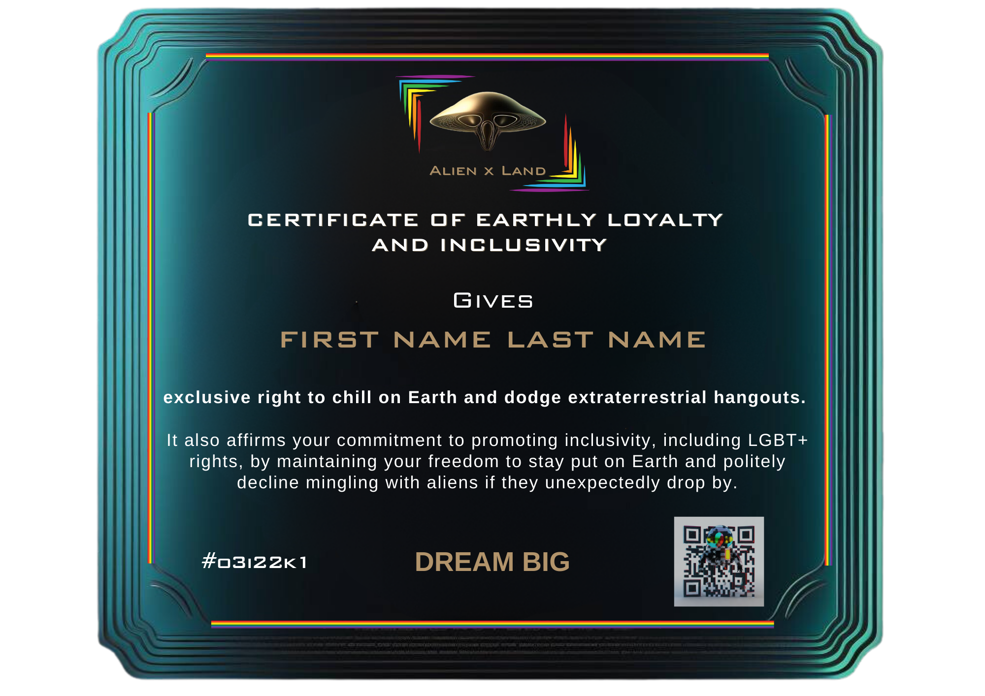 Certificate of Earthly Loyalty and Inclusivity