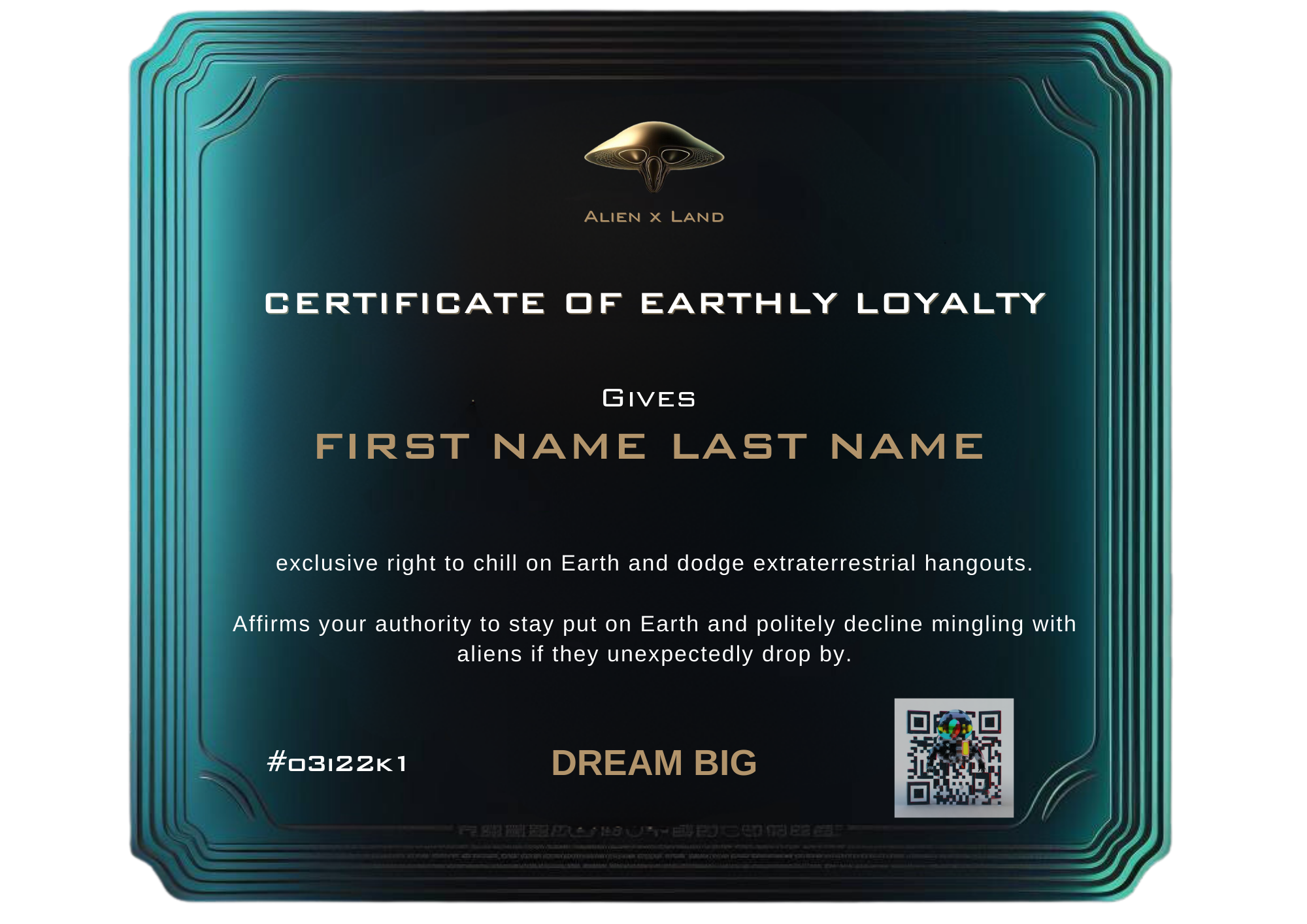 Certificate of Earthly Loyalty